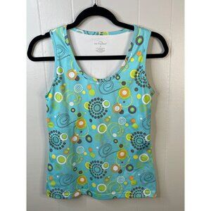 Be Inspired Womens Sleeveless Tank Top S Circles & Swirls Pattern Turquoise